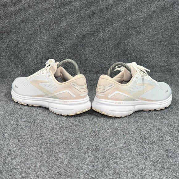 Brooks Ghost 15 Running Shoe Womens Size 8.5 White Tan Athletic Training Sneaker - Picture 7 of 12